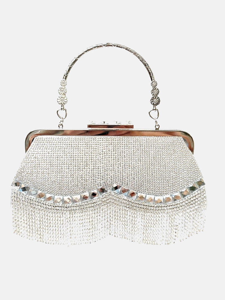 Women's Rhinestone Studded Tassel Clutches