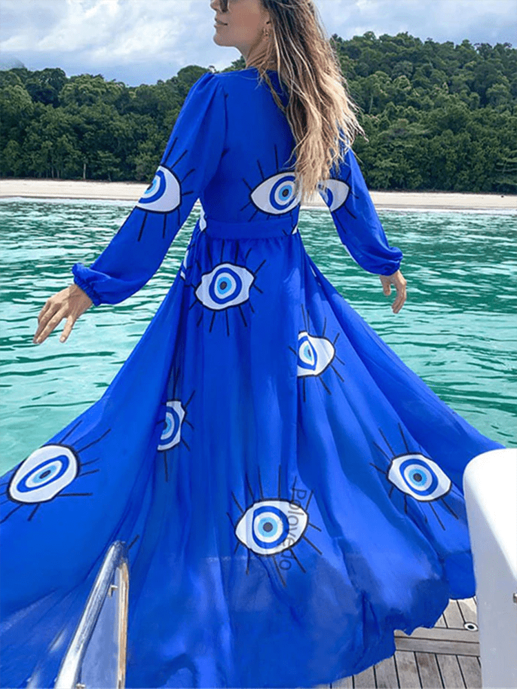 Evil Eye Print Beach Cover Up