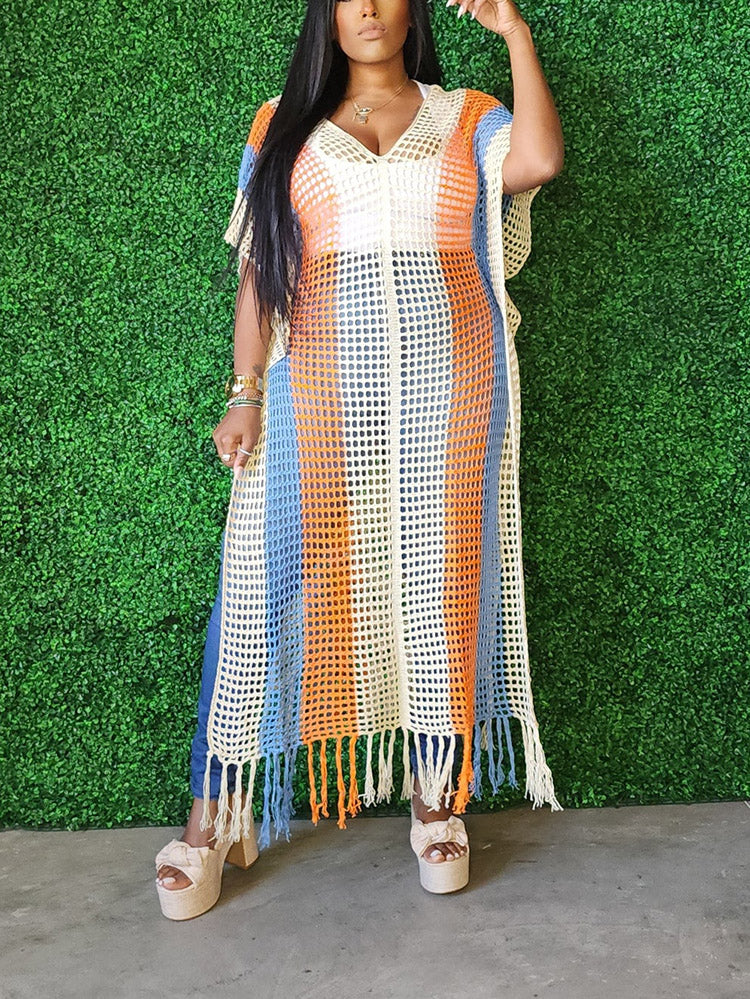 Color Block Crochet Cover Up