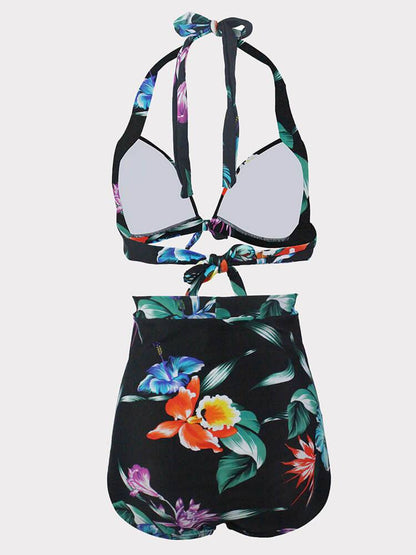 Floral Print Halter Swimsuit