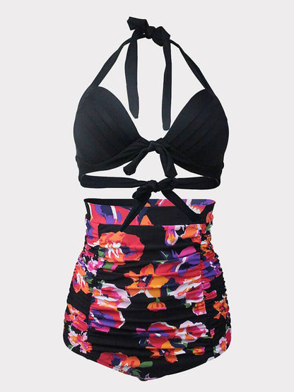 Floral Print Halter Swimsuit