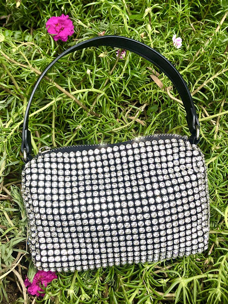 Women's Rhinestone Zipper Bag