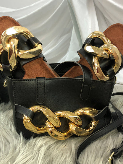 Women's Gold Chain Leather Bag