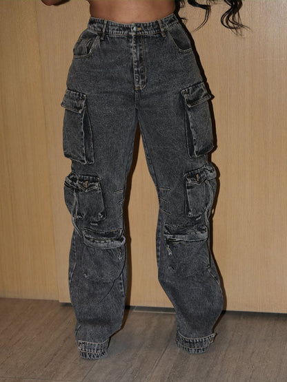 Denim Cargo Jeans