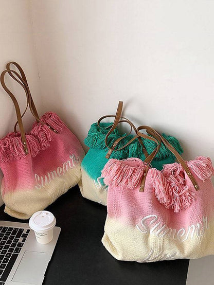 Women's Summer Vibe Tassel Tote Bag