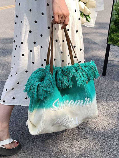 Women's Summer Vibe Tassel Tote Bag