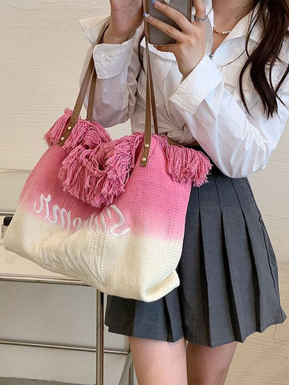 Women's Summer Vibe Tassel Tote Bag