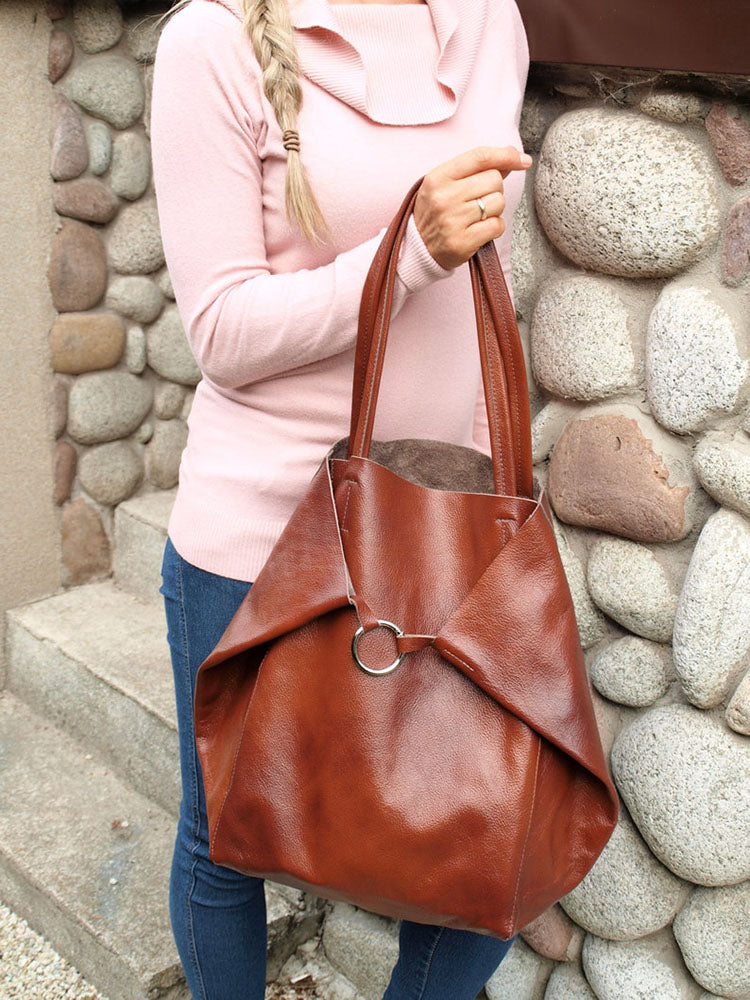 Women's Large Capacity Leather Tote Bag