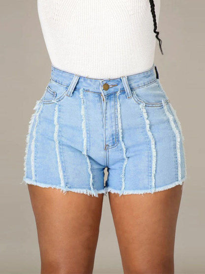 Denim Cropped Jacket  Short Set