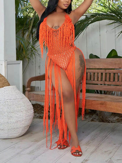 Fringe Trim Crochet Cover Up