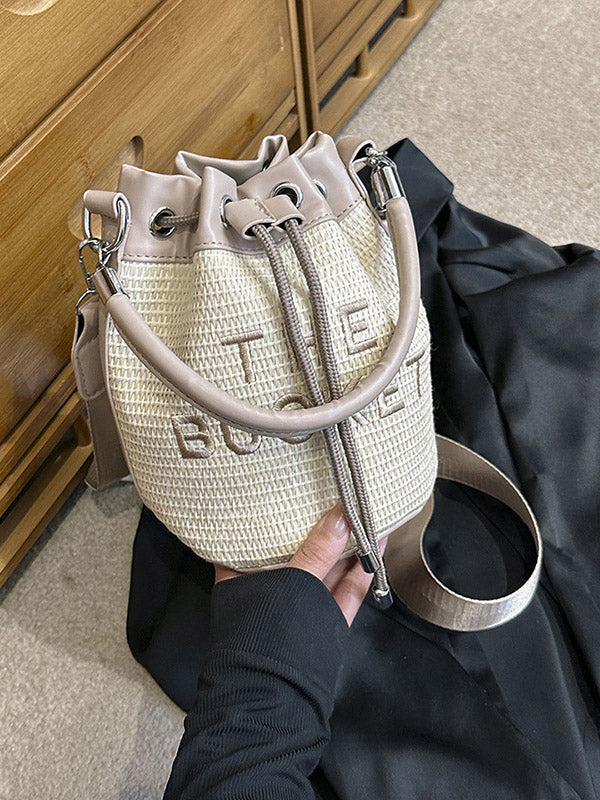 Women's Straw Bucket Bag