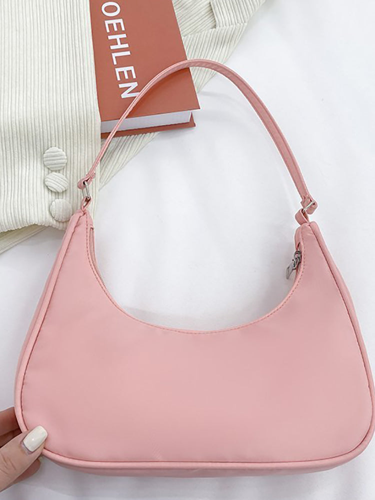 Women's Solid Color Zip Up Bag