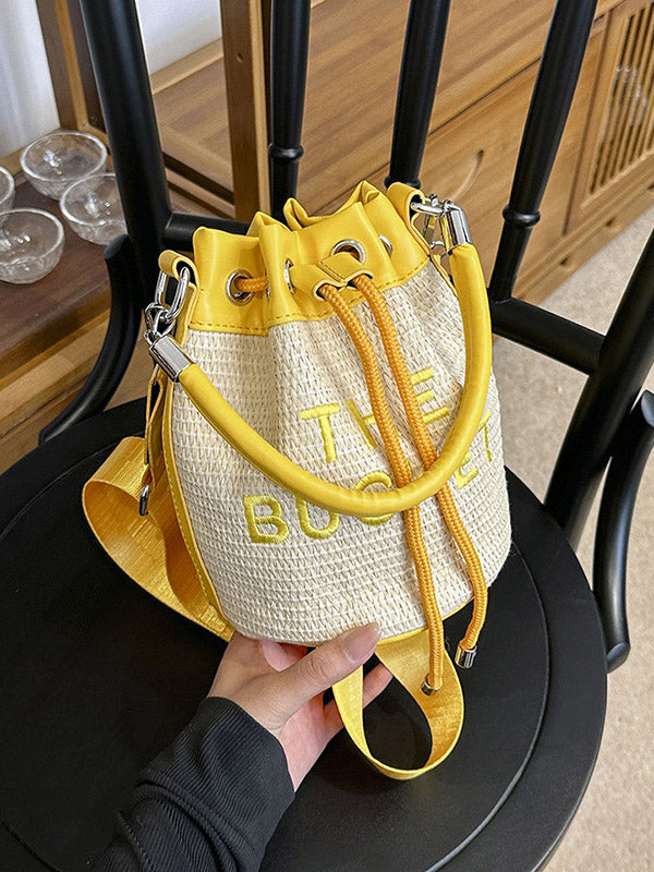 Women's Straw Bucket Bag