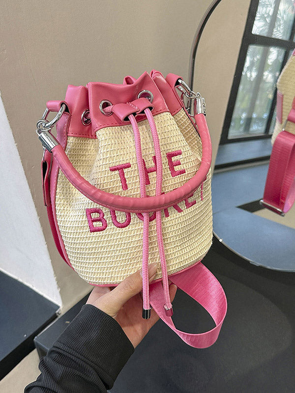 Women's Straw Bucket Bag