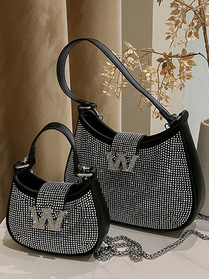 Women's Rhinestone Saddle Shoulder Bag
