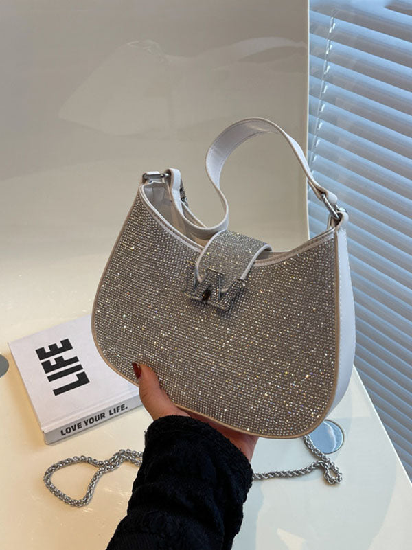 Women's Rhinestone Saddle Shoulder Bag