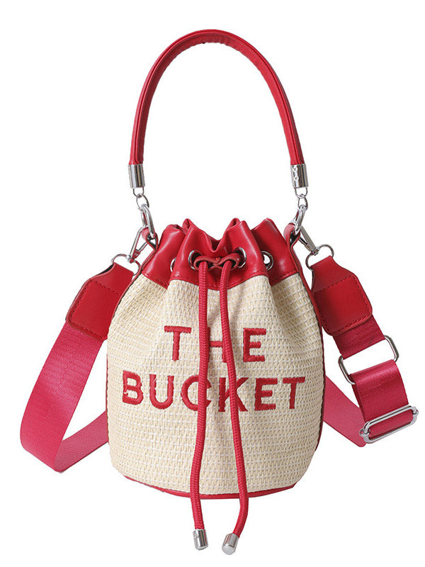 Women's Straw Bucket Bag