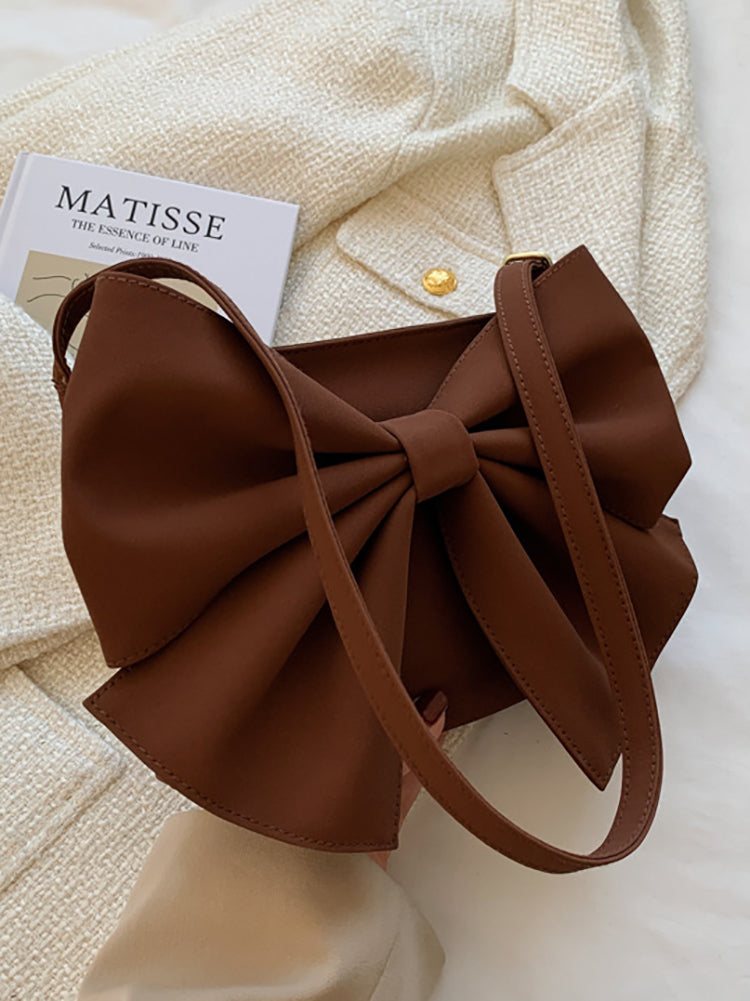 Women's Bow Decor Zipper Square Bag