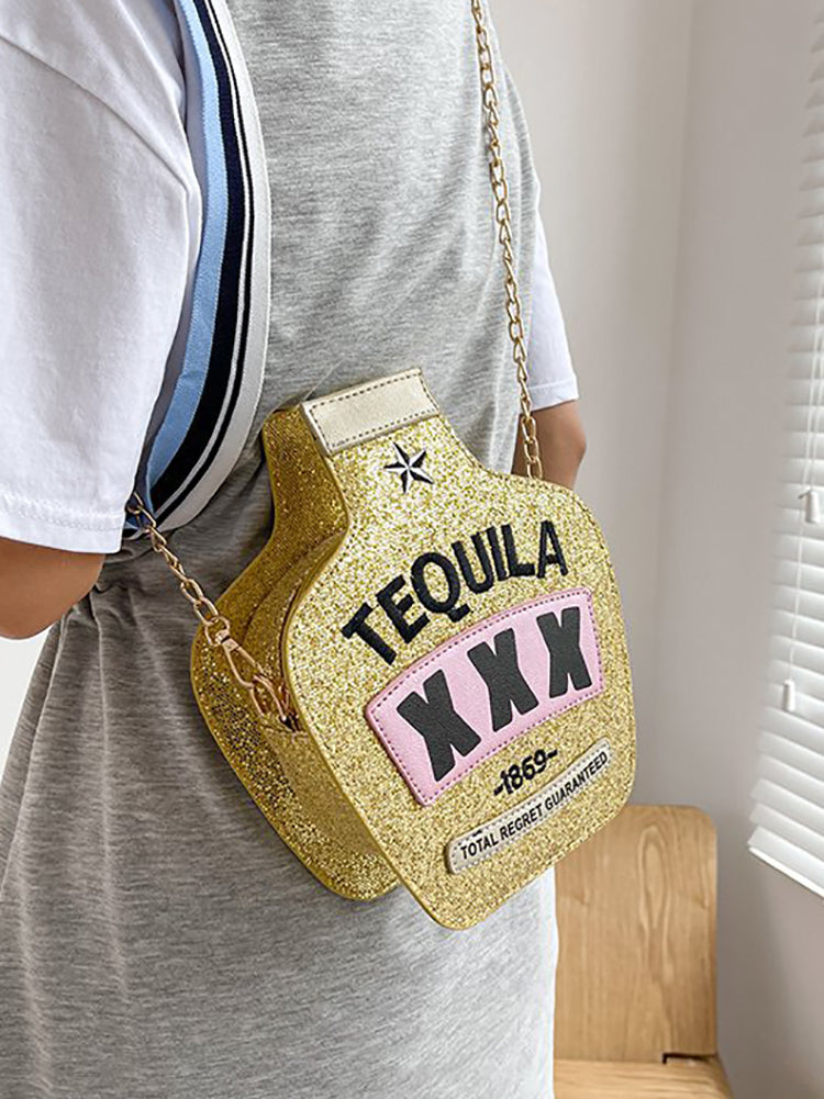 Women's Letter Bottle Crossbody Bag