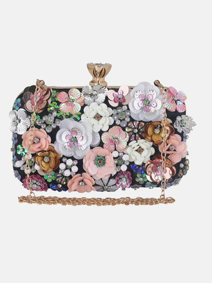 Women's Rhinestones Pearl Floral Bag