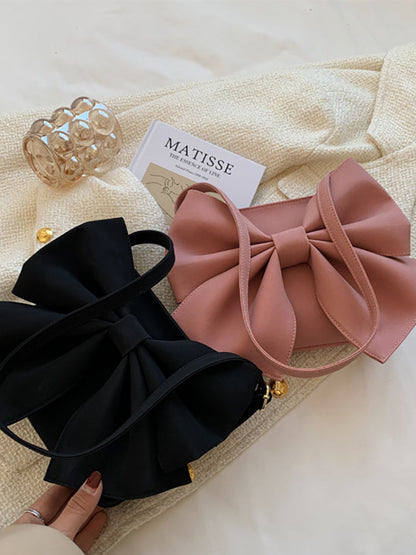 Women's Bow Decor Zipper Square Bag