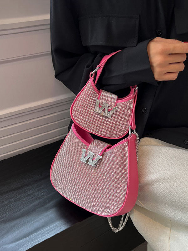 Women's Rhinestone Saddle Shoulder Bag