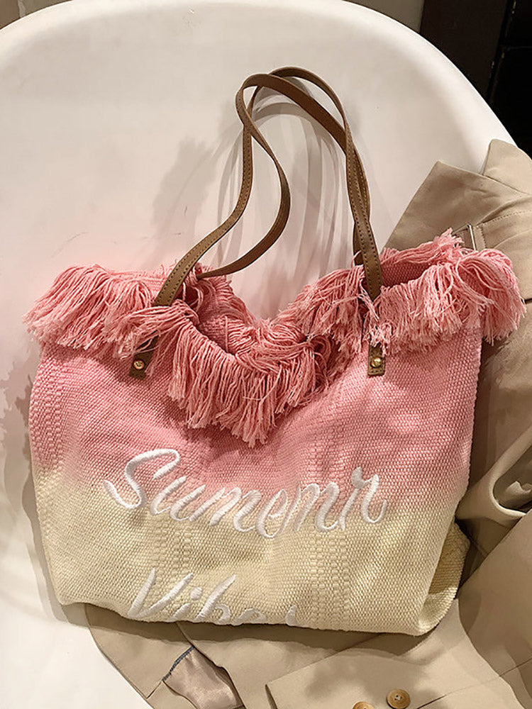 Women's Summer Vibe Tassel Tote Bag