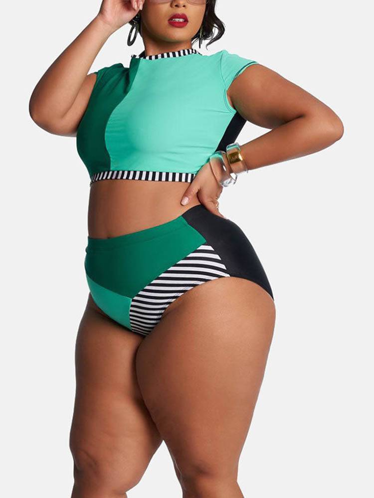 Patchwork High-Waisted Swimsuit