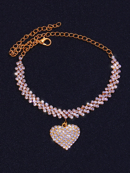 Women's Heart Rhinestone Anklet