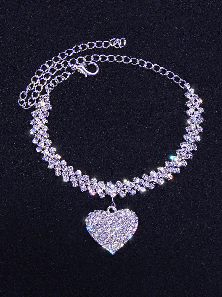 Women's Heart Rhinestone Anklet