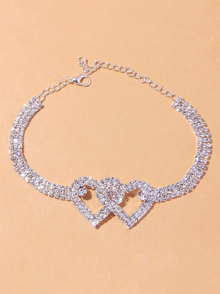 Women's Heart Rhinestone Anklet