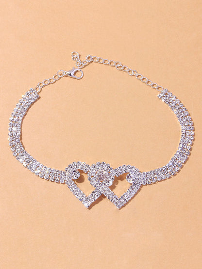 Women's Heart Rhinestone Anklet