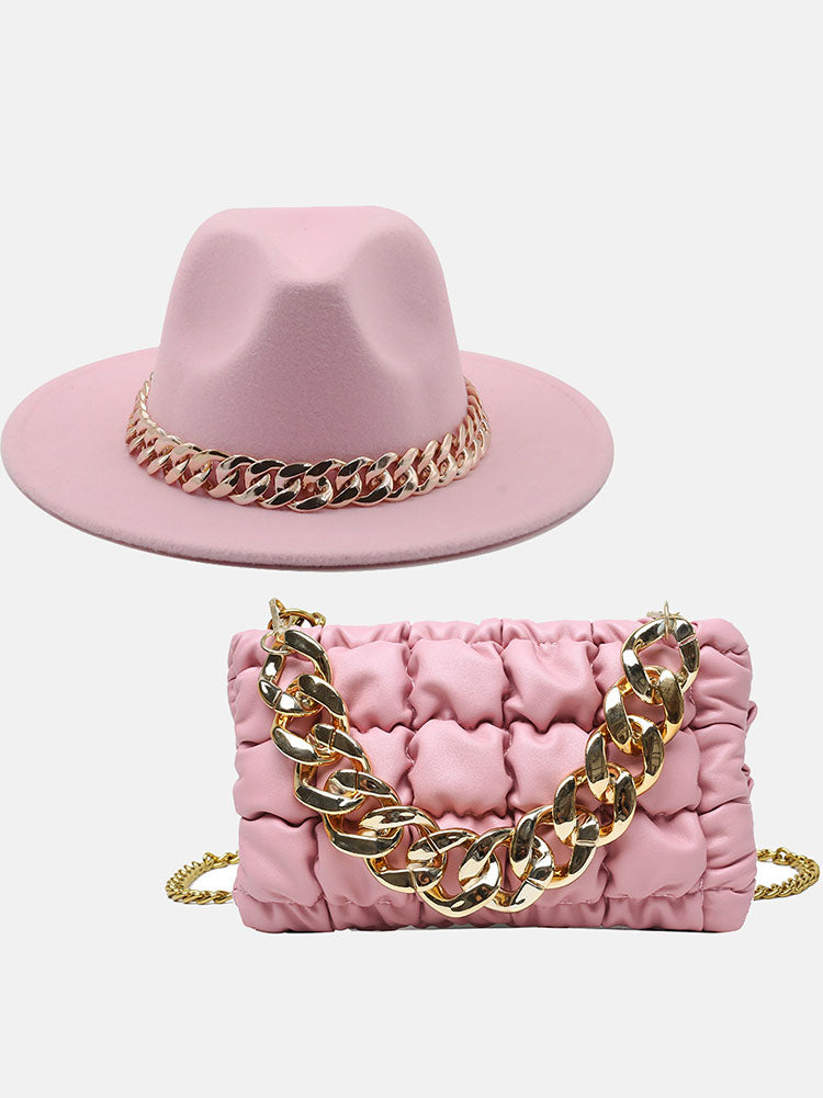 Women's Chain Bag and Matching Hat Set