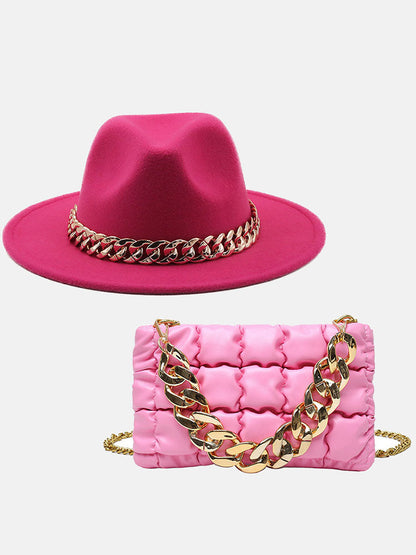 Women's Chain Bag and Matching Hat Set