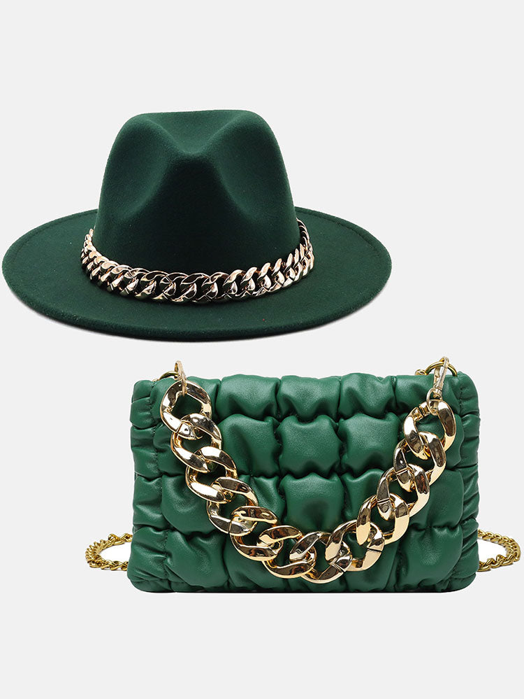 Women's Chain Bag and Matching Hat Set