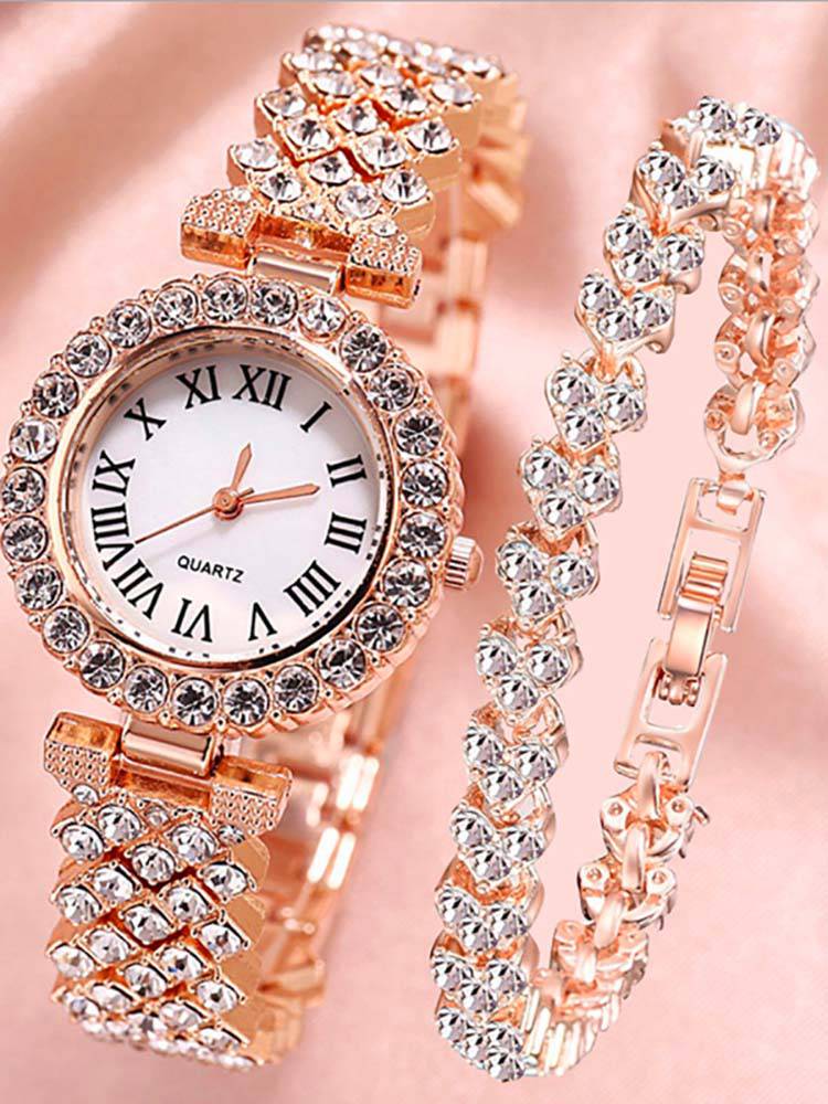 Women's Rhinestone Watches Bracelet Set