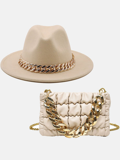 Women's Chain Bag and Matching Hat Set