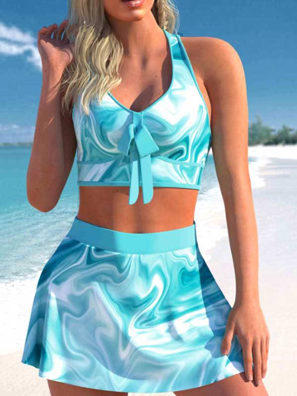 Printed Skirt Swimsuit