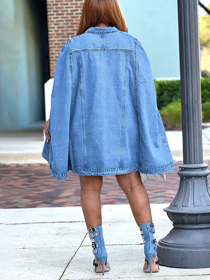 Denim Poncho Jacket