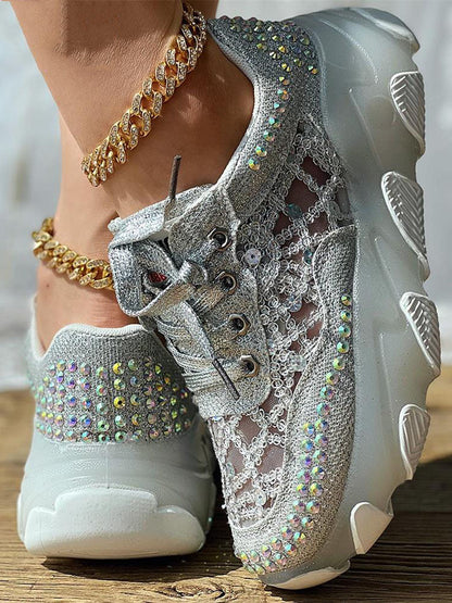 Rhinestone Mesh Sneakers