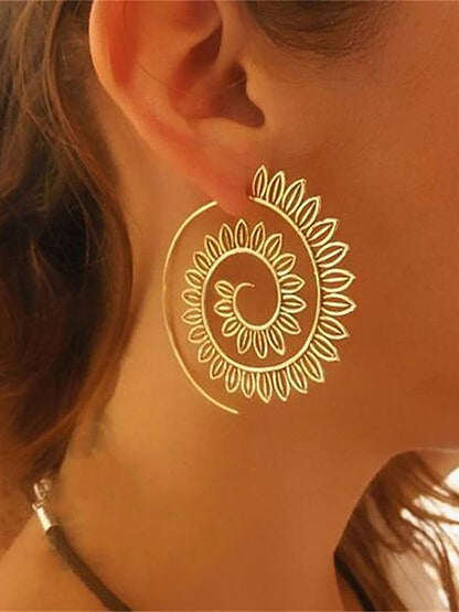 Women's Retro Swirl Hoop Earrings