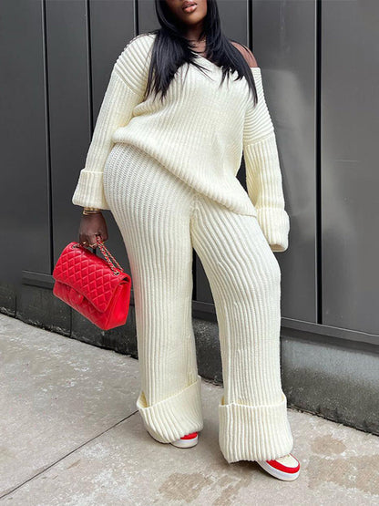 Ribbed Knit Sweater & Pants Set