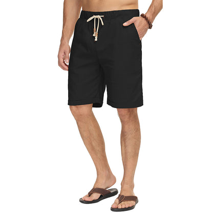 Men's Drawstring Linen Beach Shorts