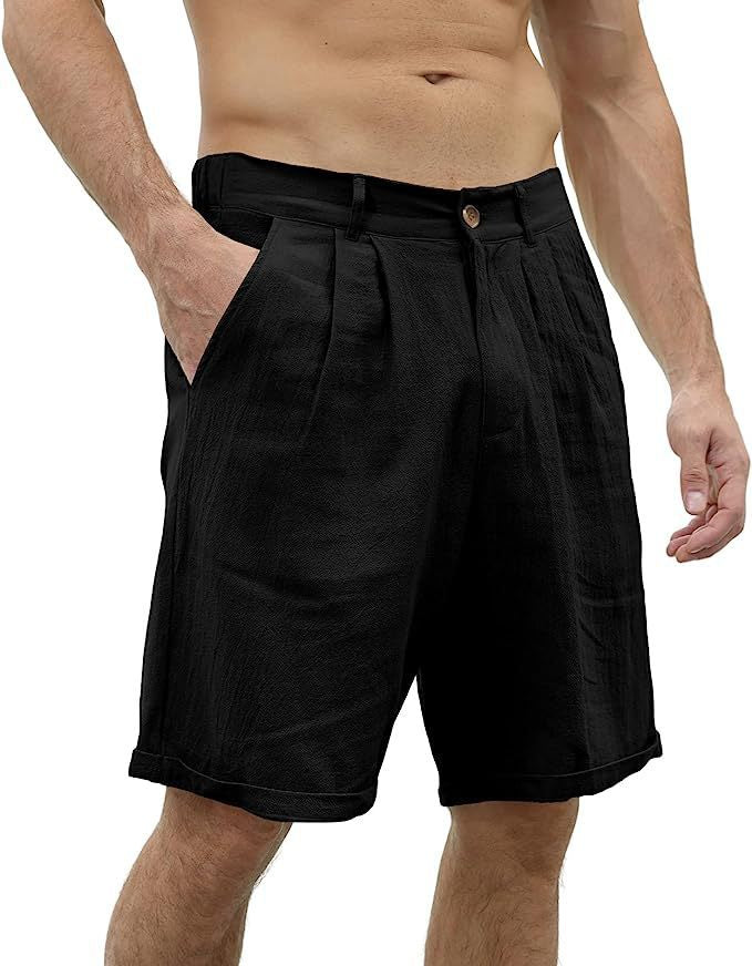 Men's Shorts Linen Shorts Summer Shorts Beach Shorts Pocket Plain Comfort Breathable Outdoor