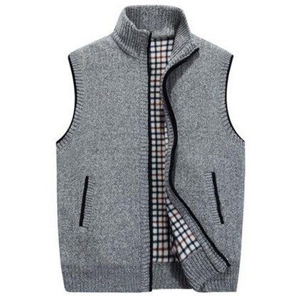 Men's autumn and winter stand collar knitted vest jacket