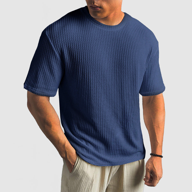 Men's Casual Knit Textured Breathable Crew Neck T-Shirt