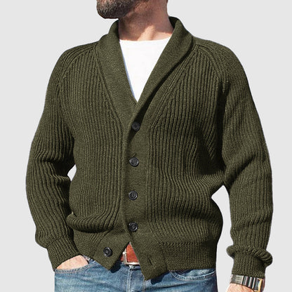 Men's Casual Breasted Lapel Long Sleeve Knit Cardigan