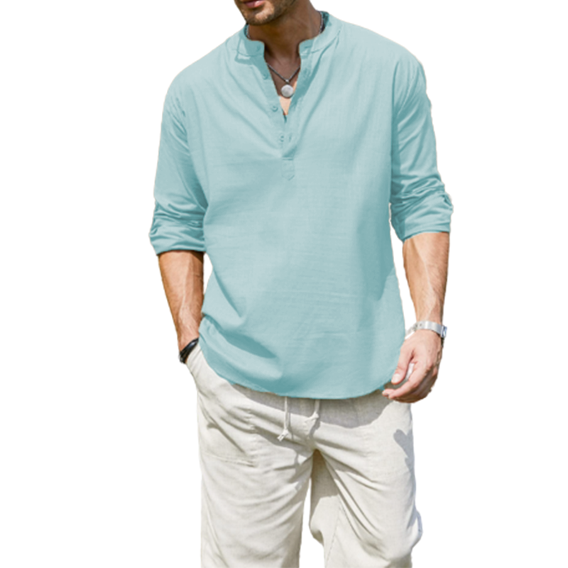 Men's  Cotton Linen Casual Long Sleeve Shirt