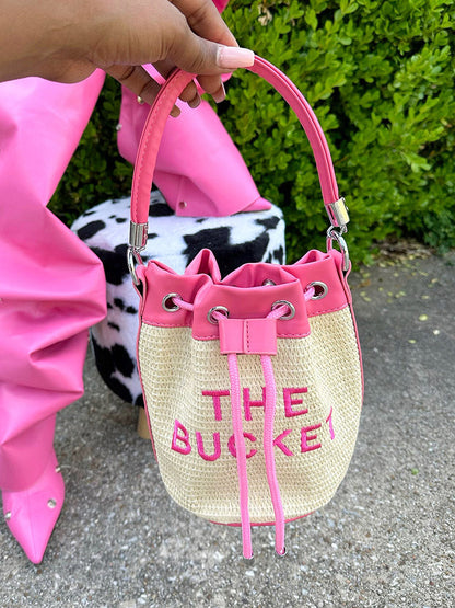 Women's Straw Bucket Bag