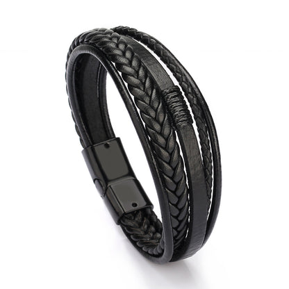 Fashion leather rope hand woven bracelet men's bracelet